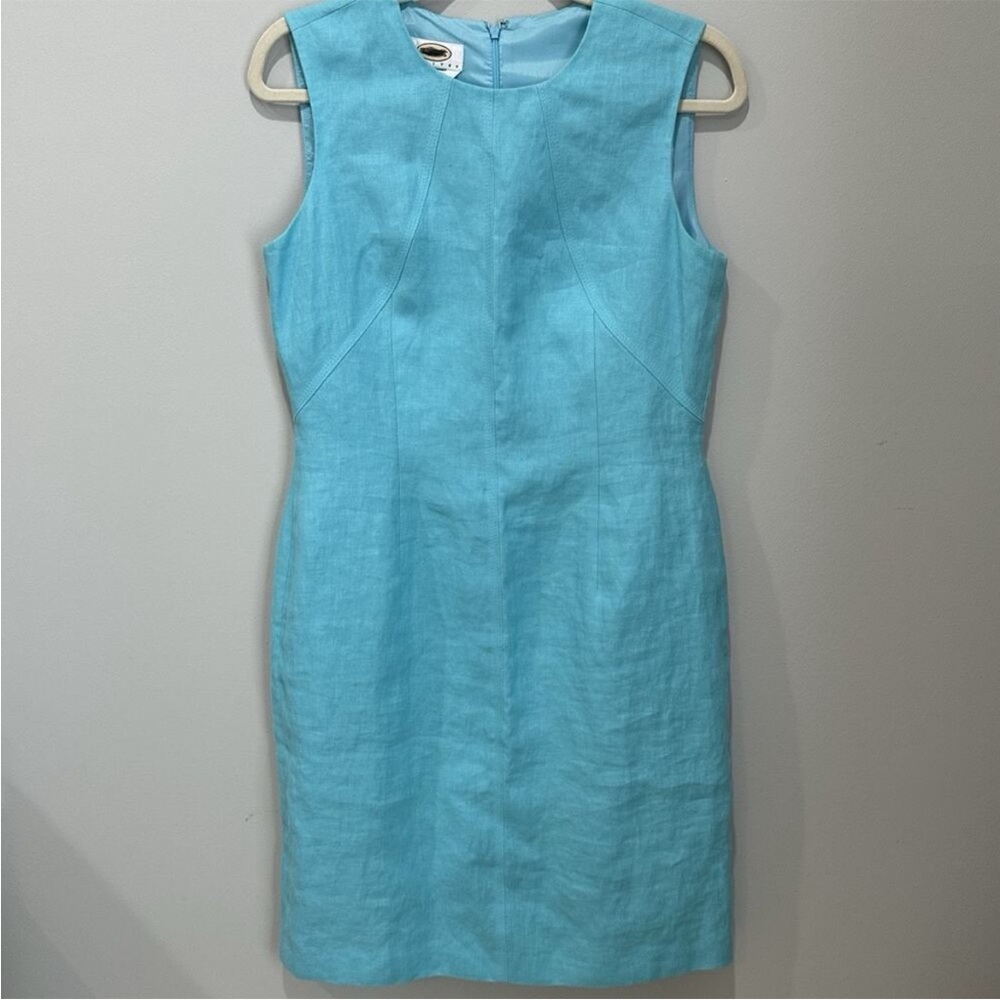 Talbots Irish Linen Lined Aqua Sleeveless Sz 8P